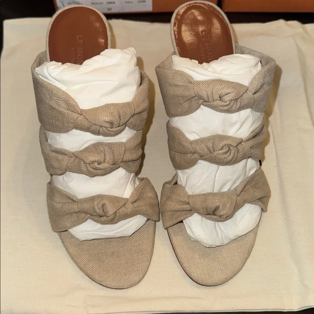 Le Monde Beryl Knot Sandal Heel Linen